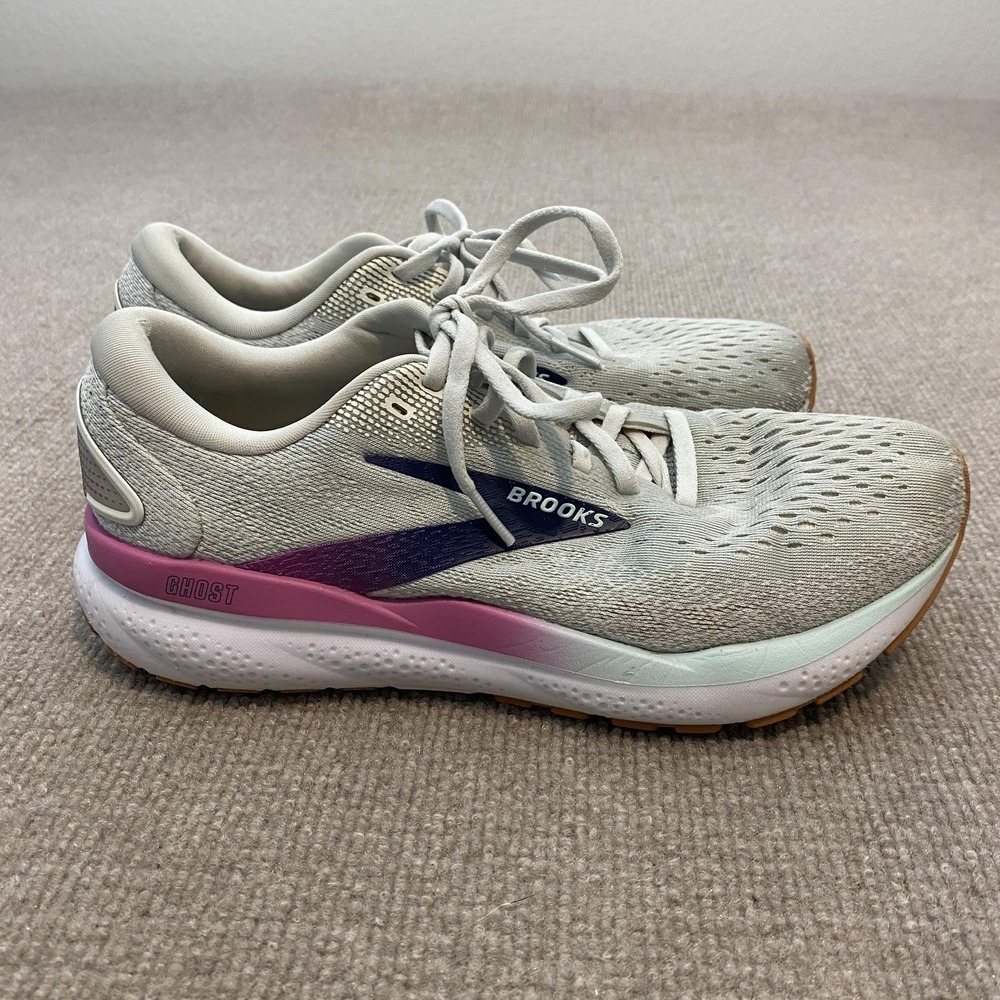 Brooks Ghost 16 Shoes Womens Size 9 Gray Pink Running Sneakers 1204071B175